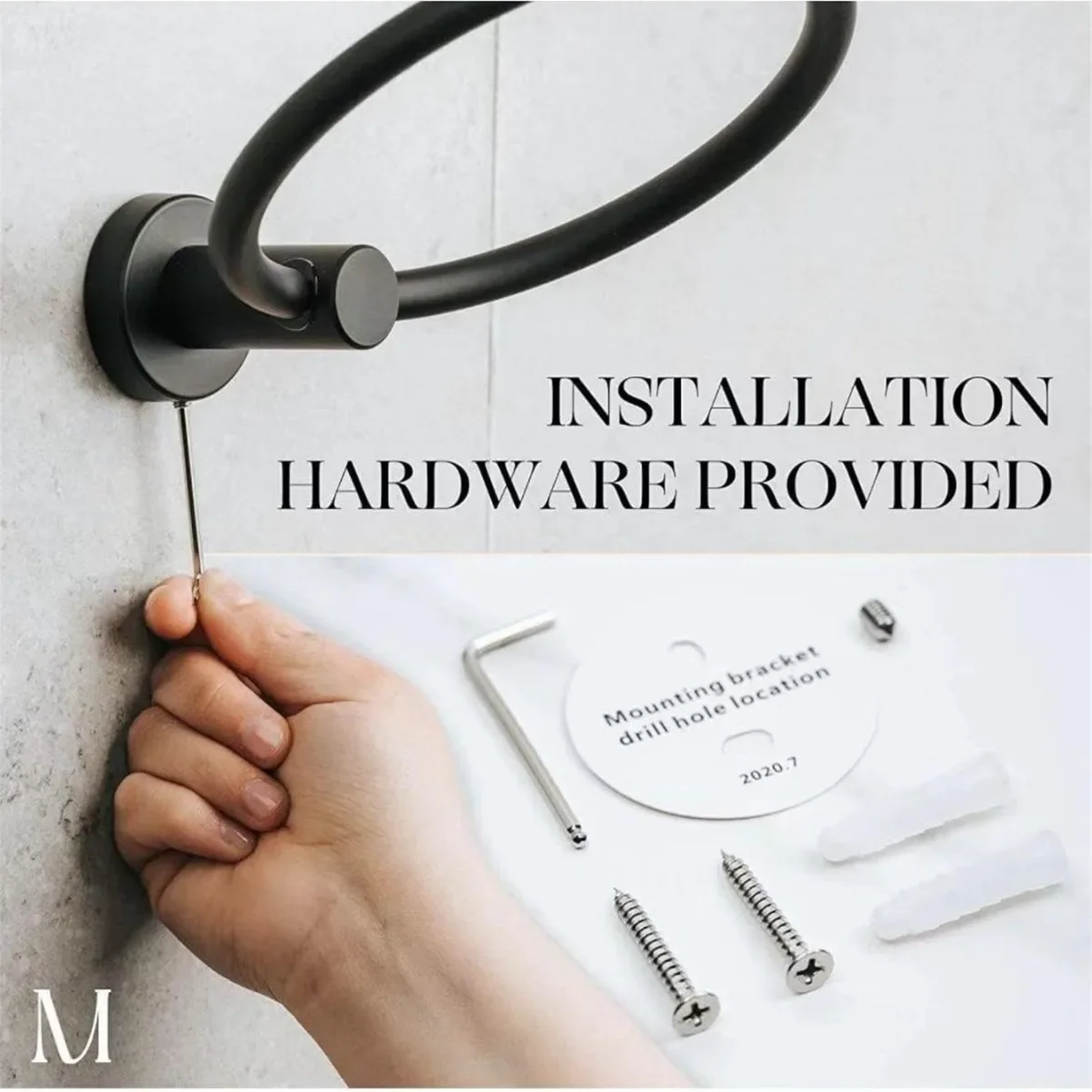 Description Picture 5 of itemStainless Steel Bathroom Toilet Paper Holder Towel Rack Hook Towel Ring Black Bathroom Hardwares Accessories Set