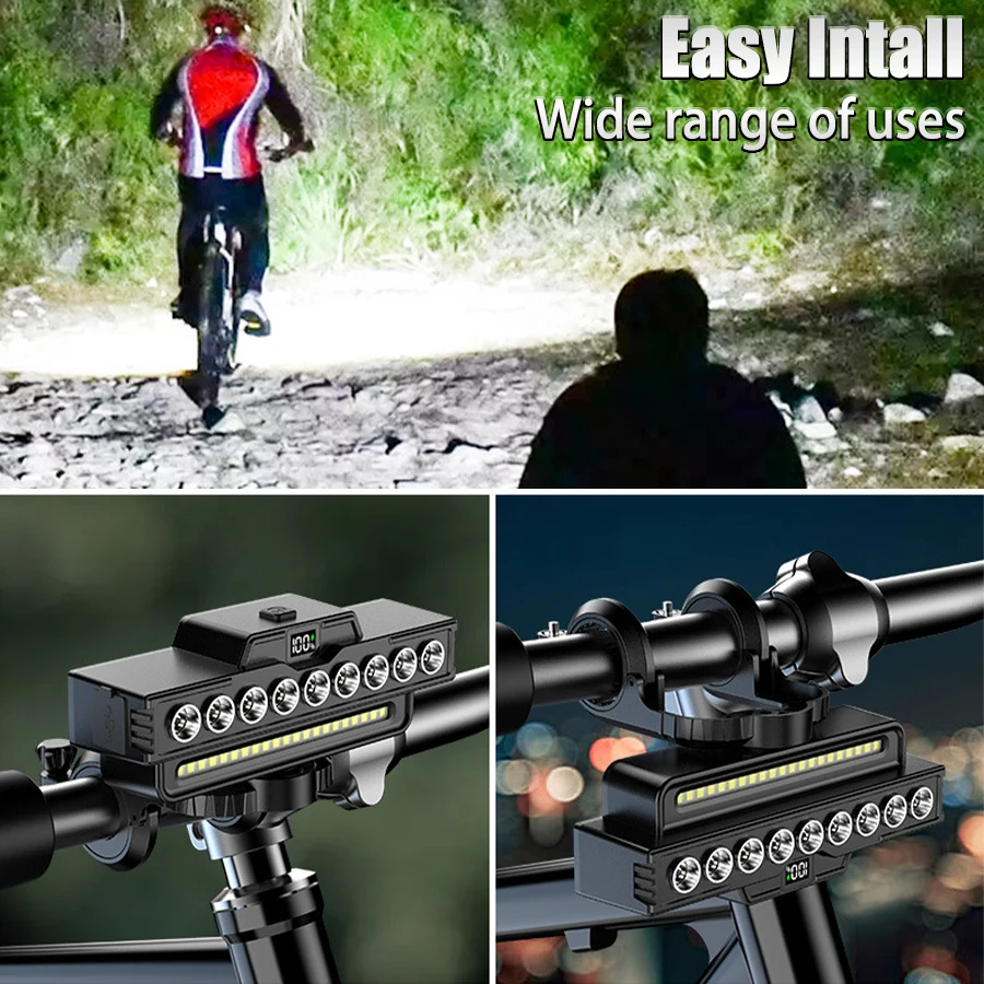 Powerful Rechargeable LED Bike Light Set - 1600LM Front & 200LM Rear, Waterproof with 7 Modes