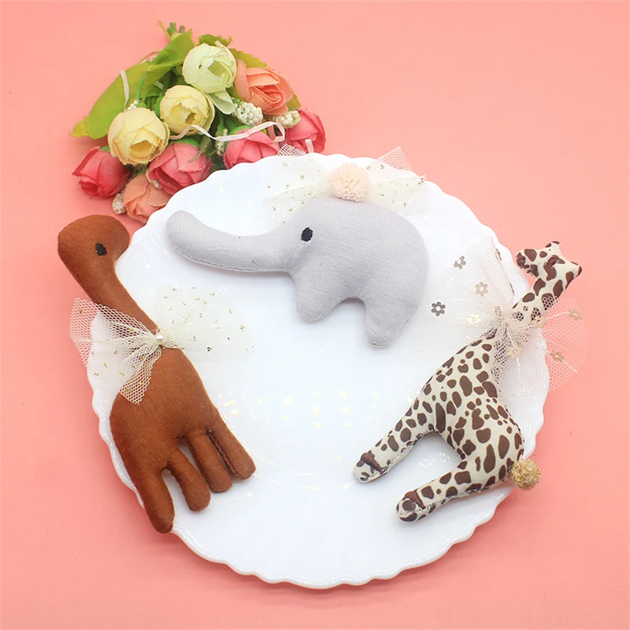 5Pcs/Lot Cute Cartoon Giraffe Lephant Appliques DIY Handmade Children Hair Clip Accessories Hat Cloth Bag Brooch Patches
