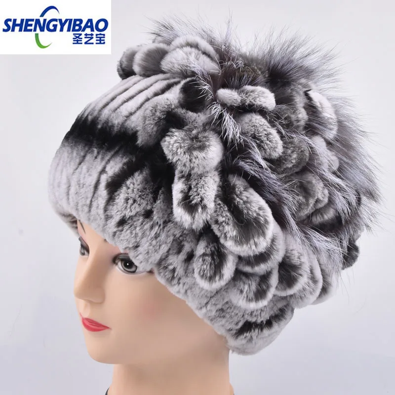 

New Rex Rabbit Fur Top Flower Hat Ladies Fur Hat Winter Rex Rabbit Fur Flower Fashion Warm Hat