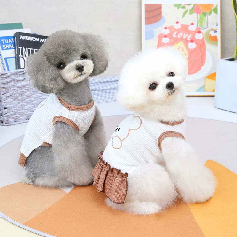 Cute Style Bear Embroidered Dress For Dogs