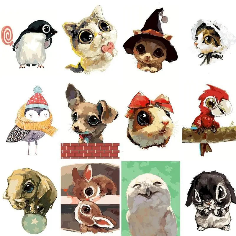 

GATYZTORY DIY Painting By Number Animals HandPainted DIY Gift Kit Drawing On Canvas Coloring By Number Cat Wall Art Home Decor