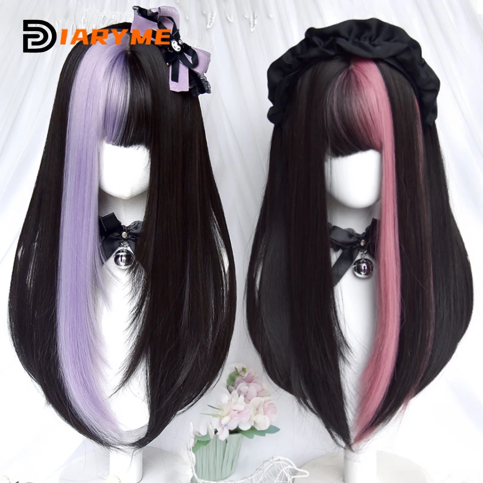 

Cosplay Wigs Synthetic Long Straight Hair wigs for women Wig With Bangs Halloween/Christmas Lolita Wig Woman wigs Natural Fake H