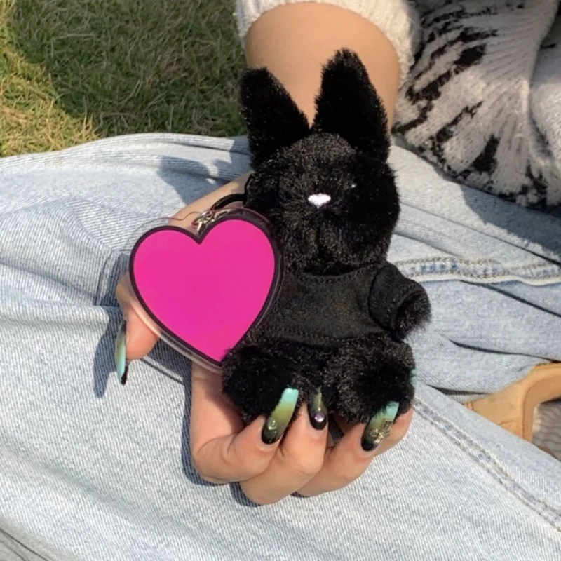 

13.5cm Anime Popular Black Kawaii Bunny Cute Ins Style Black Rabbit Plush Pendant Cartoon Bag Plush Bag Keychain Model Gift Toys