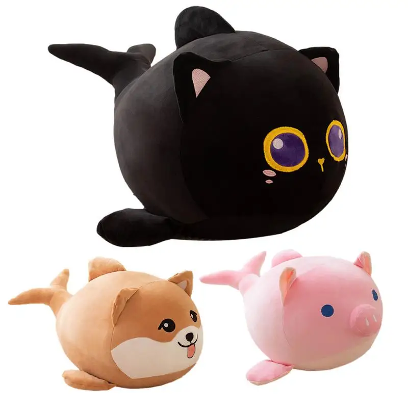 

30cm Kawaii Shark Cat Plush Pillow Kids Toys Cute Stuffed Animal black cat Ugly Doll Plush Toy Throw Pillow Boys Girls Soft Toys
