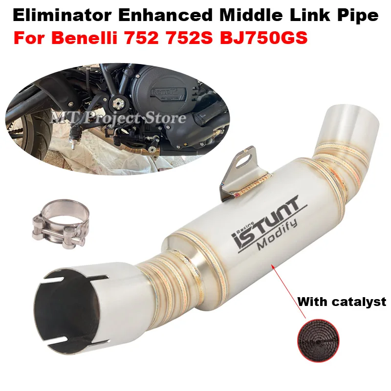 

Motorcycle Exhaust Escape System Muffler Moto Modifide Middle Link Pipe Slip On For Benelli 752 752S BJ750GS BJ752 BJ 752S