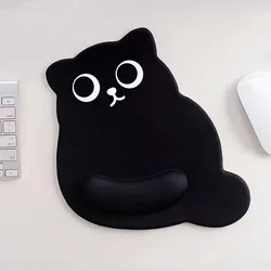 Fashionable Big - Eyed Cat Mouse Pad with Non - Slip Wrist Rest - Cartoon Design for Comfortable Gaming and Office Use (Black)