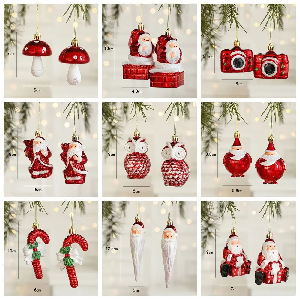 2PCS Red&white Creative Christmas Hanging Decoration Santa Clause Camera Owl Xmas Ornament Ball Festival Shopwindow Xmas Baubles
