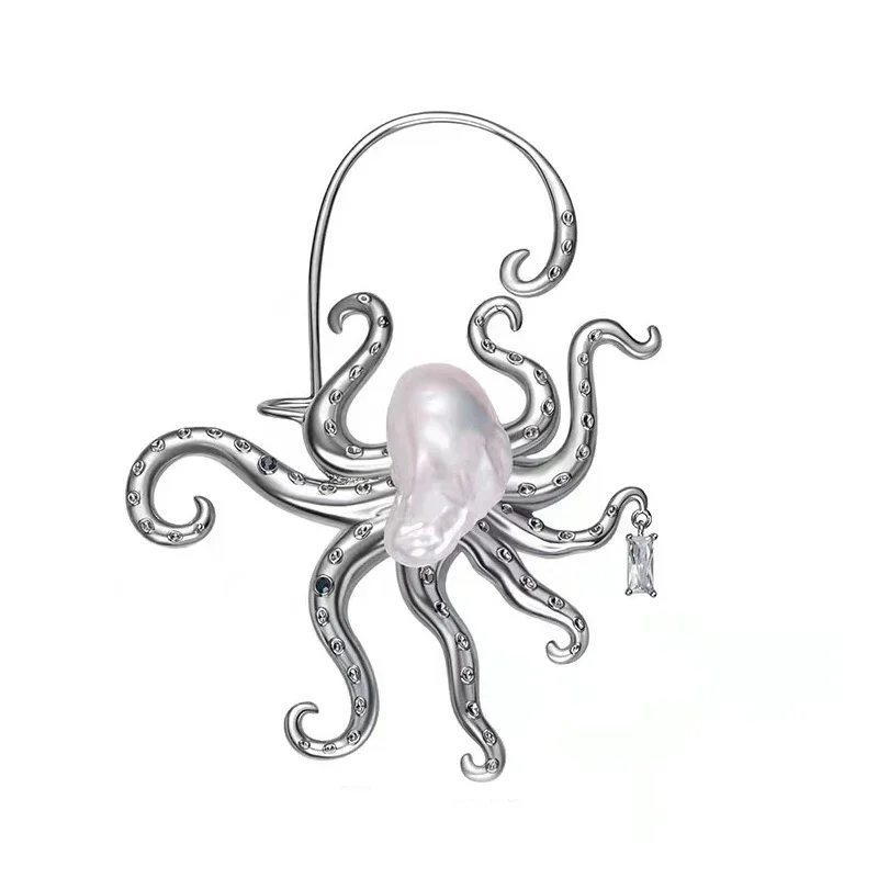 Big Baroque Pearl Octopus Earring Jacket