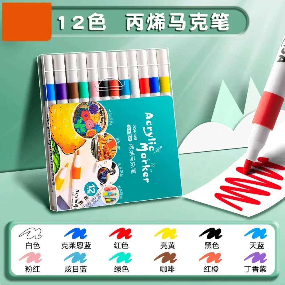 12-60 لون الاكريليك علامات مجموعة أقلام الطلاء أقل...