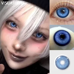 VISUASHOW Lovely Blue Colored Contact Lenses: Soft, Anime Cosplay & Cyber Cute Style for Costume Makeup & Parties (Cyber Brilliant Blue)