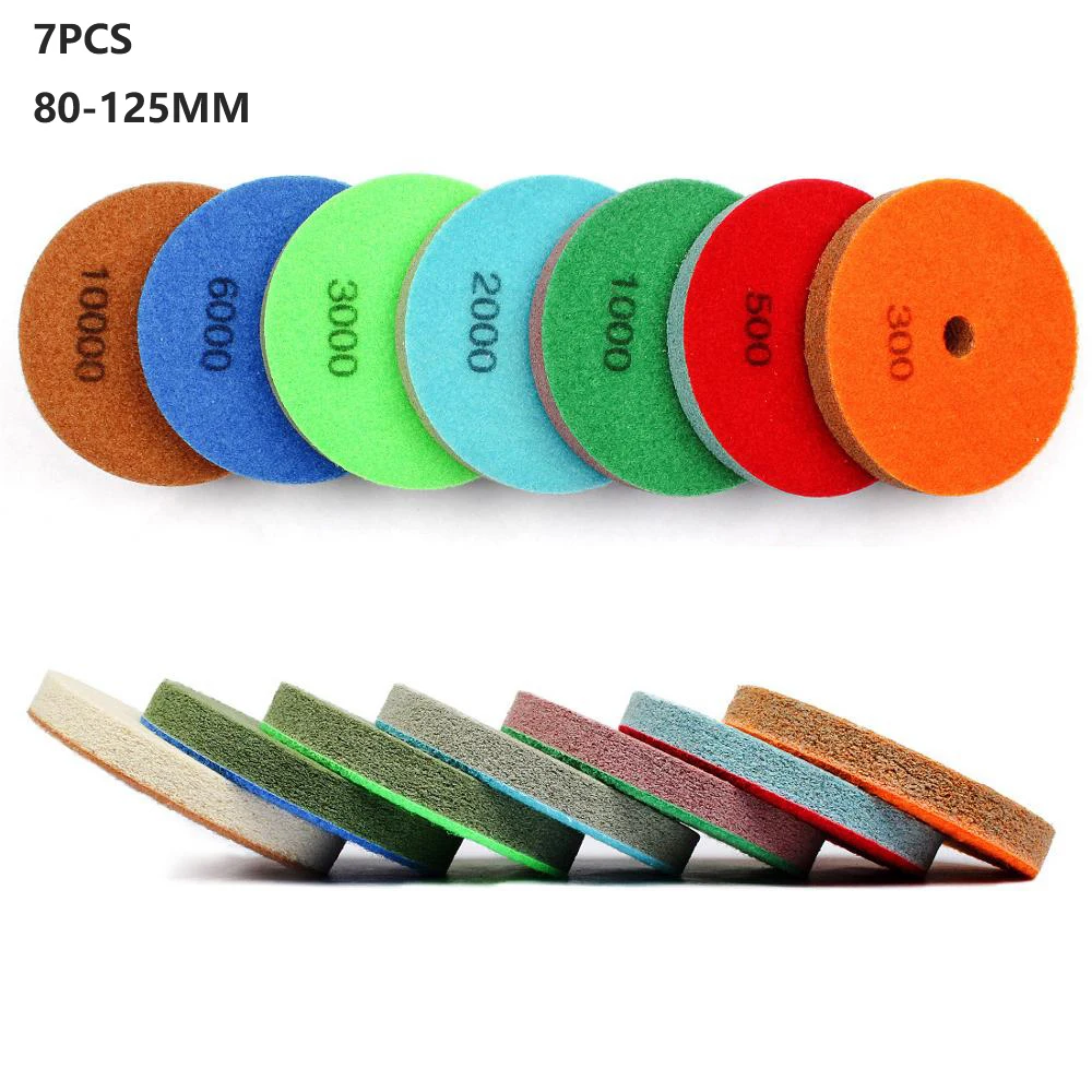 3/4/5/6/8 80-200MM Flexible Diamond Sponge Polishing Pad For Marble Quartz Stone Pebble Polimento Pads Polishing Tools 7 Pcs/Set shdiatool 8pcs grit 50 5inch diamond flexible dry polishing pads sanding disc granite marble ceramic quartz stone polisher pad