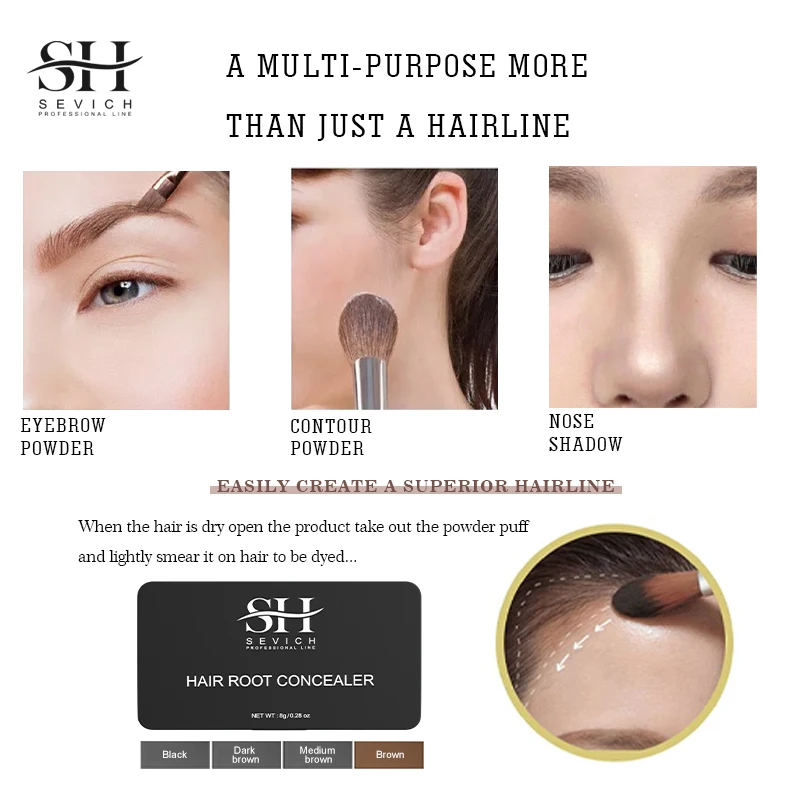 8g Sevich Hair Powder Hairline Powder Waterproof Shadow Color Root Cover Up Concealer Eyebrow Makeup Hair Beauty Cosmetic hair building powder hair coloring product