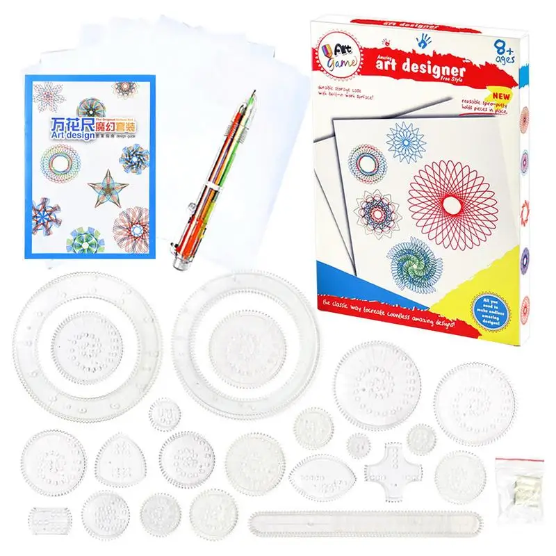 Spiral Art Kit Gear Design Ruler Kit Children Geometric Ruler Template  Spiral Drawing Tool Art Toy Gifts Kids Stationery Supply - AliExpress