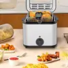 2.5L Stainless Steel Deep Fat Fryer Removable Internal Basket Temperature Control Multipurpose Mini Frying Pot For Fried Chicken 5
