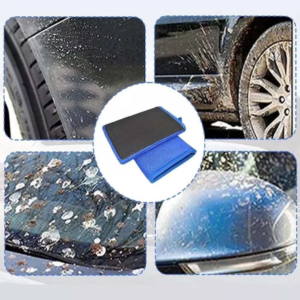 2Pcs Blue Magic Clay Mitt Glove Polish Microfiber Clay Bar Detailing Glove Stain Removal Cloth Car Beauty Cleaning Cloth