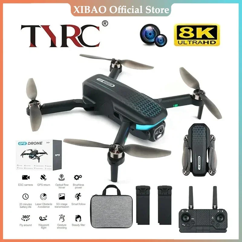 

Квадрокоптер TYRC E80 Pro Max с бесщеточным Мотором Dual8K ESC, профессиональный складной Квадрокоптер с Wi-Fi и FPV препятствиями, четыре оси