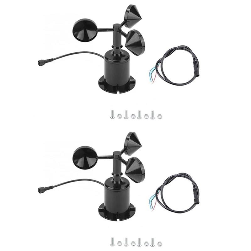 

2X 0-70M/S Wind Speed Sensor Environment Signal Output Pulse Type Three Cups Wind Speed Sensor Anemometer DC5-30V