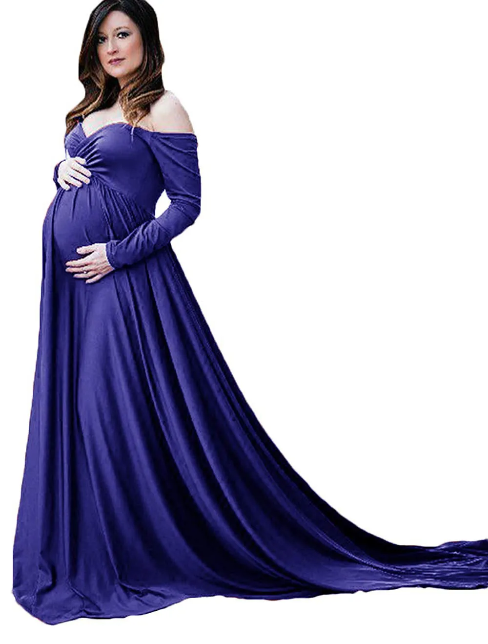 Maternity Off Shoulder Long Sleeve Dress