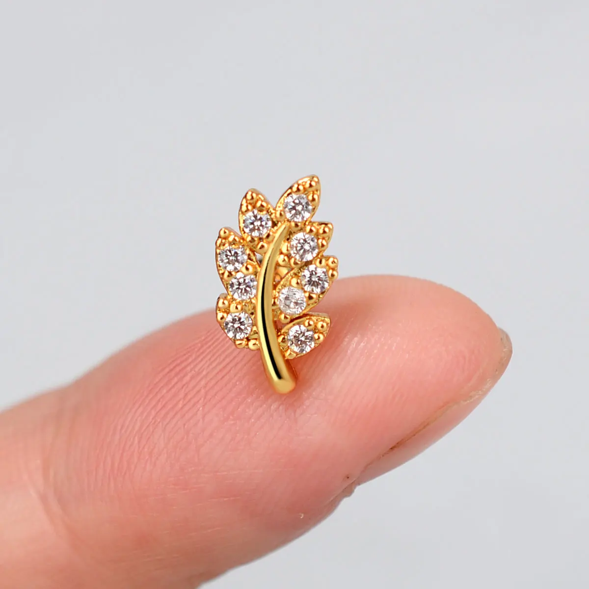 1PC Gold Farbe Blume Blatt Herz CZ Tragus Knorpel Helix Schraube Zurück Ohrring Kristall Stern Mond Piercing Stud für Frau Schmuck – Detail 18