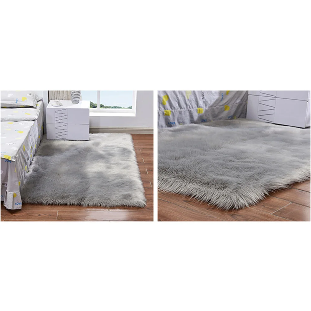 Moderner minimalistischer Teppich aus Wollimitat, Schlafzimmer, Nachttischmatte, langer Wollteppich für den Haushalt, Wohnzimmer, Couchtisch,_voghion.com