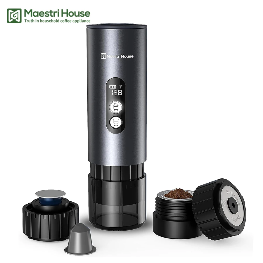 Maestri House Electric Espresso Machine with 2-3 Min Self-Heating 150W Portable Travel Coffee Maker with Small Tea Cup Holder