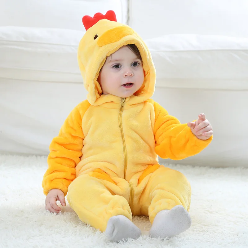 Halloween Animal Chick Kigurumis Baby Clothes Cosplay Costume Boys Girls Romper Jumpsuit Newborn Baby Onesie  Winter Soft Pajama
