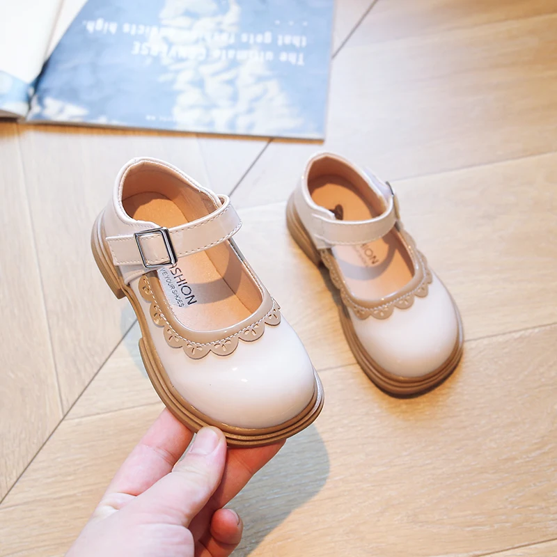 Children's Soft Princess PU Leather Shoes Lolita Loafer Fashion Kids Breathable Lace Girls Soft Sole Shallow Mary Jane Versatile 3