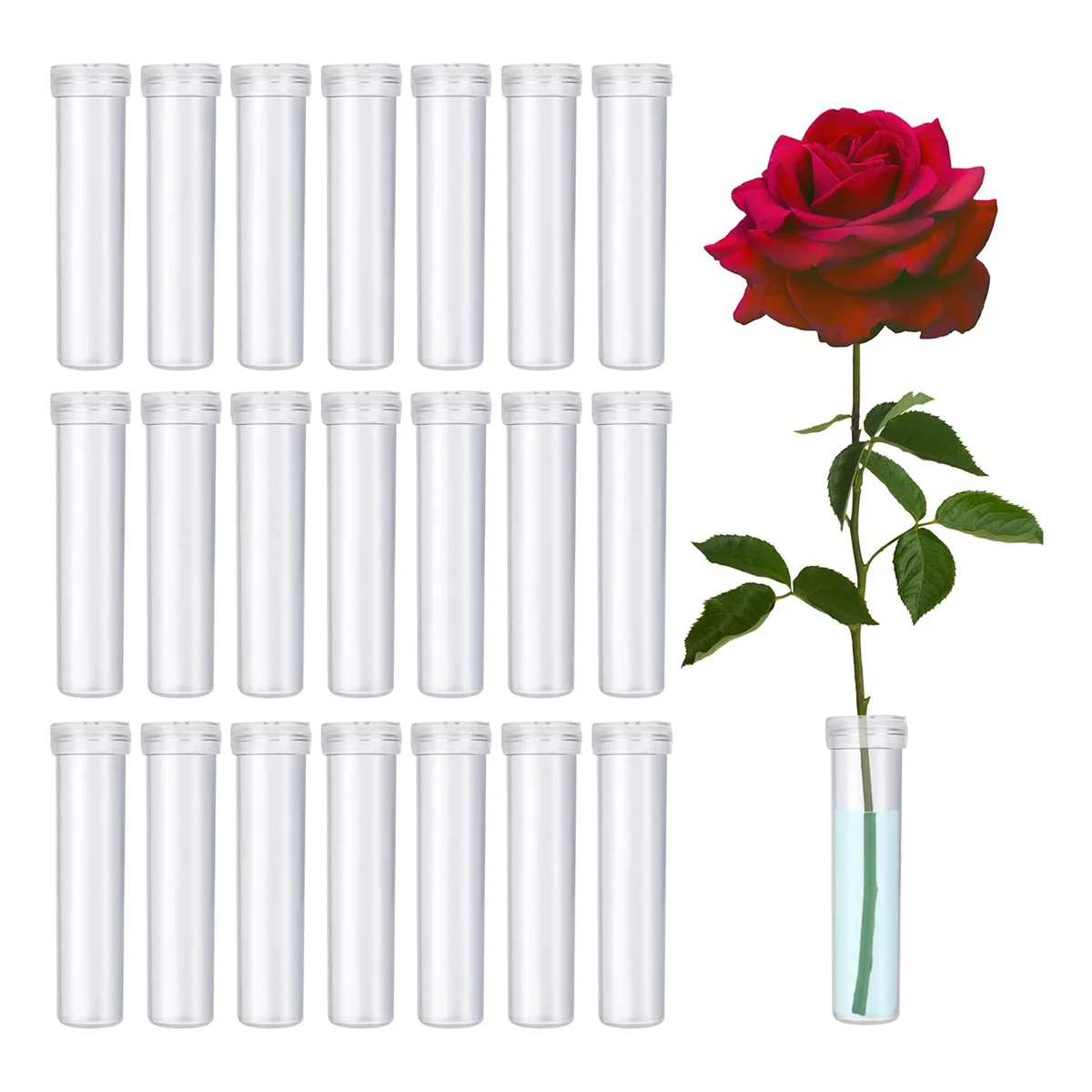 

100 Pack Floral Water Tubes, Plastic Water Tubes for Flower for Milkweed Stem Cuttings Arrangements Decoration