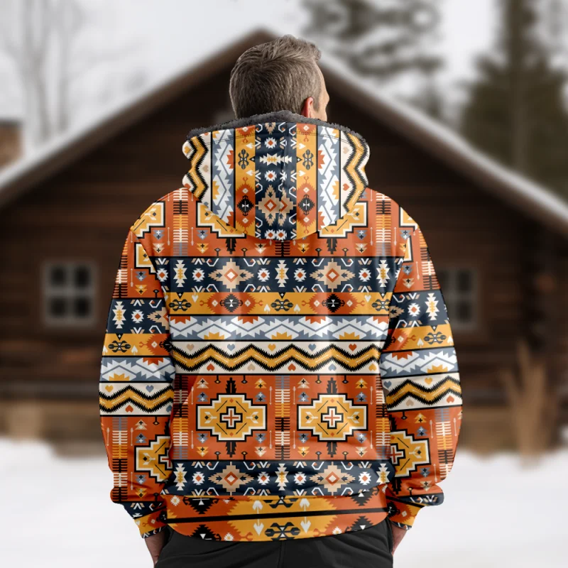 New Totem Italian Cotton Coat Hooded Sweater Casual Print Long Sleeve Zipper Sweater Thick Cotton Coat Autumn and Winter a22