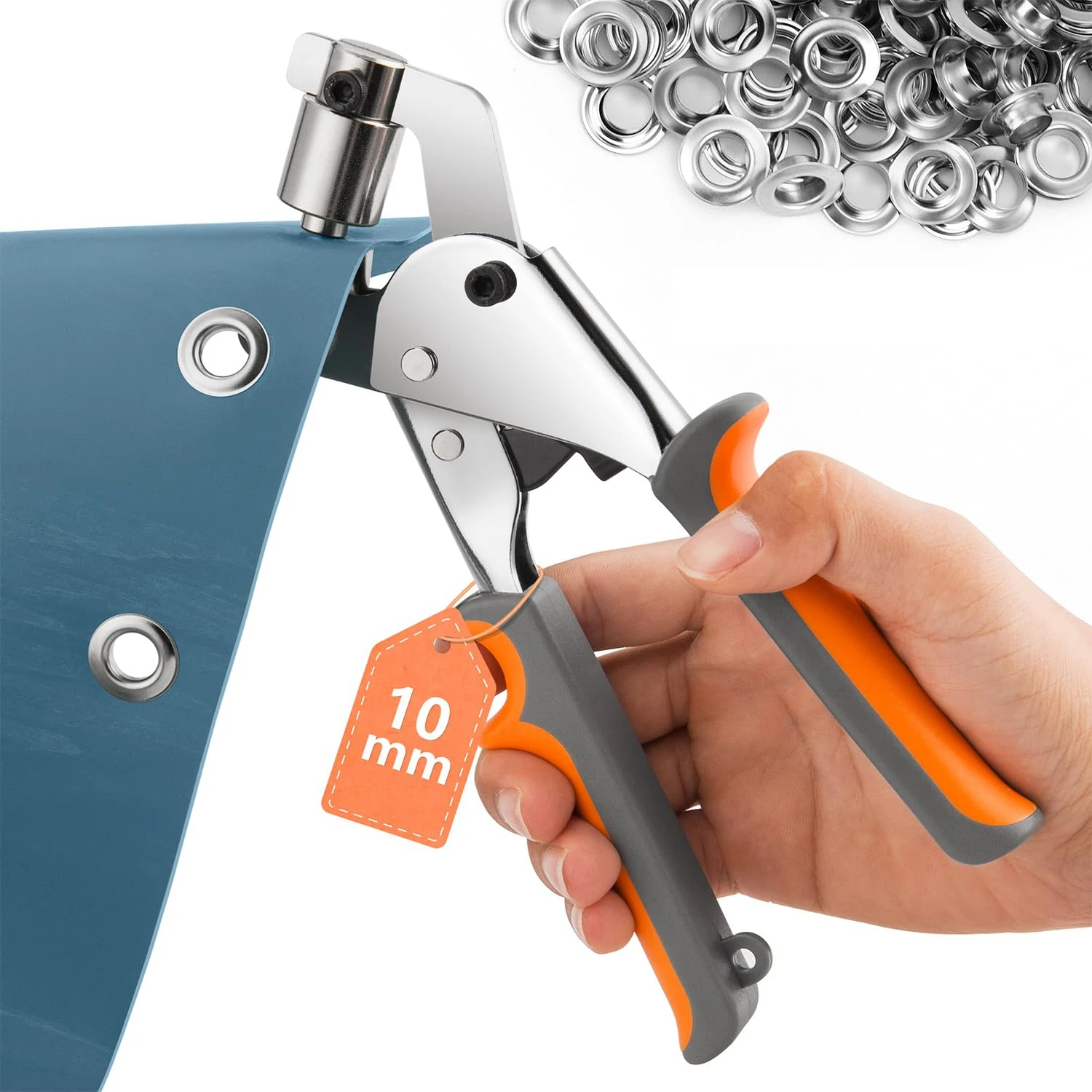 Grommet Pliers Kit Tools Handheld Hand Press Metal Eyelet Hole Punch Plier for Leather Canvas Clothing DIY Tarp Ring 6mm 10mm
