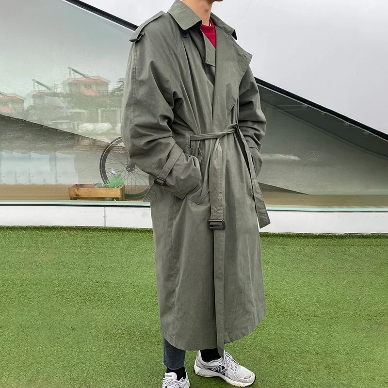 MYQ Japanese Style Men's Loose-Fit Medium-Length Casual Trendy Autumn Military Green Over-Knee Jacket