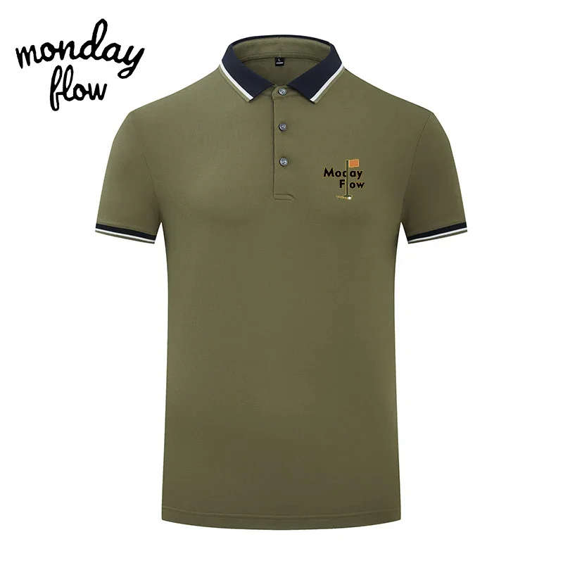 Monday Flow 여름 코튼 골프웨어, 통기성 빠른 건조, 반팔 골프 의류, 탑 티셔츠, 폴로 셔츠