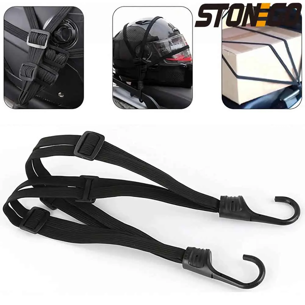 Universal 60cm Motorcycle Helmet and Gear Strap, High-Strength Elastic Bungee Cord with Hook