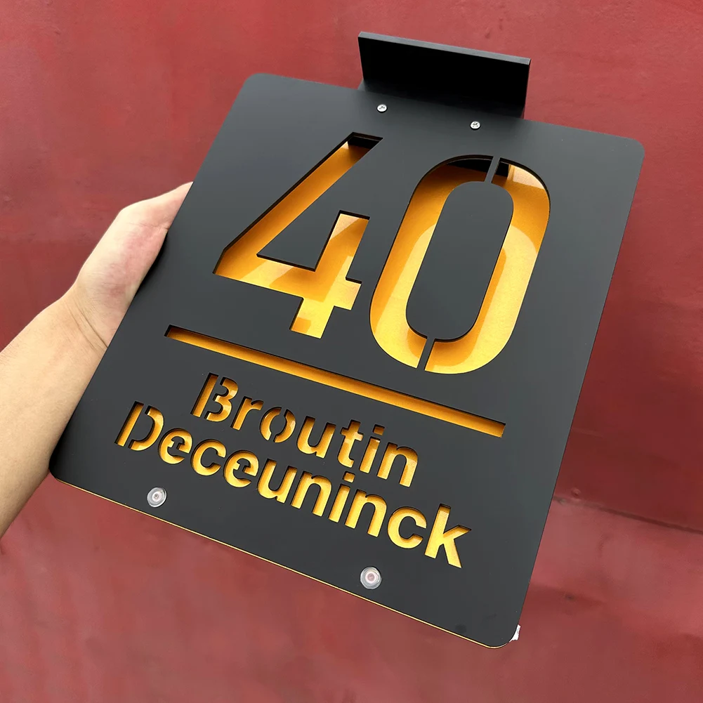 House Number Signs Personalized Exterior Solar House Sign Family Residential address Outdoor LED Laser Cut Acrylic Plate for Home