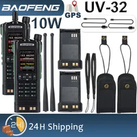 2PCS BAOFENG UV-32 GPS 10W Walkie Talkies Long Range Bluetooth Phone APP Programming 999CH Multi Band Fast Scan Frequency Type-C 1