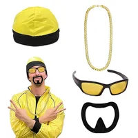 90'S Men's Rap Suit Solid Color Glossy Long Sleeve Stand Collar Zipper Coat+trousers+hat Suit Accessories Stage Costume 2
