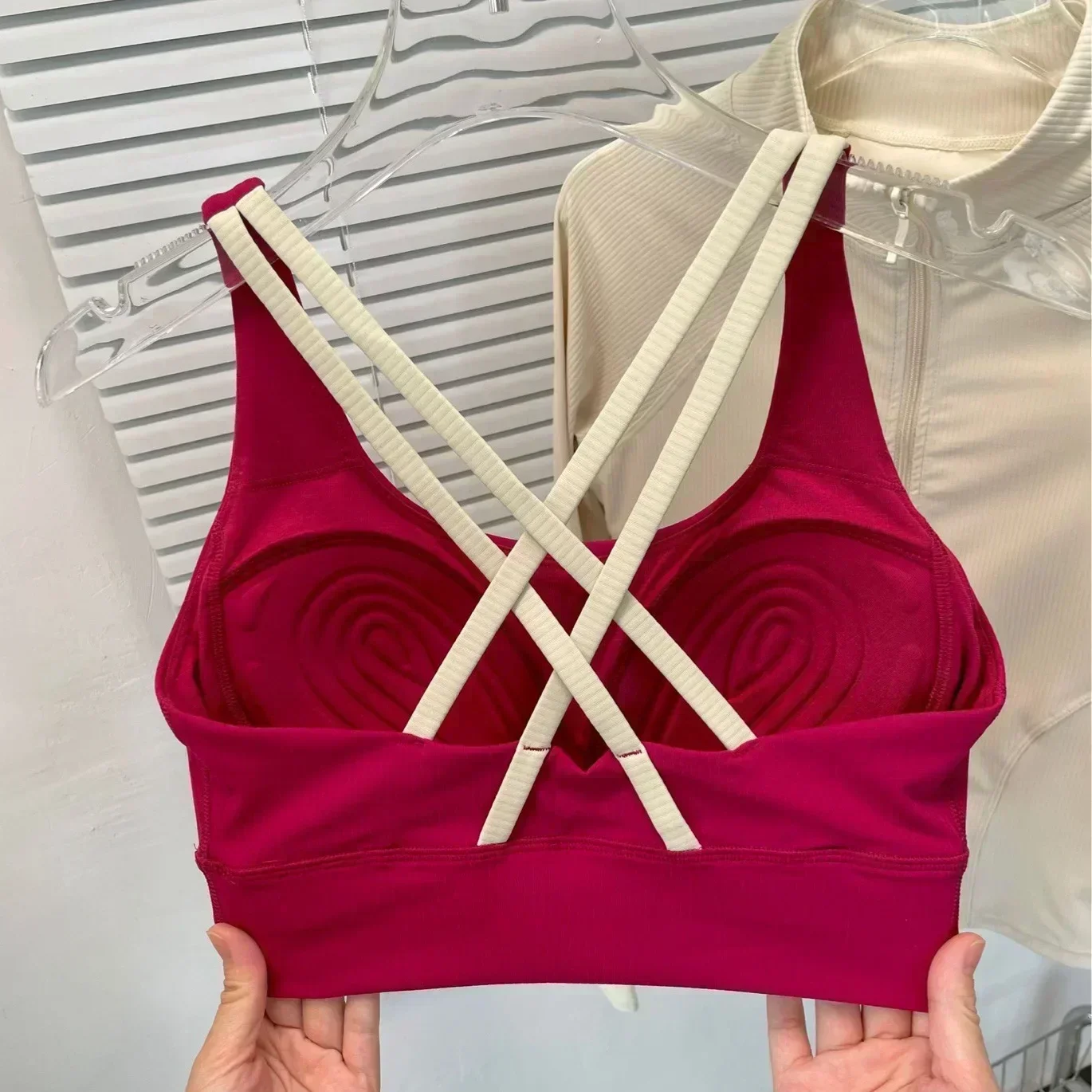 Lemon Women Energy Longline Ribbed Bra Luxtreme Fitness U Neck Cross Back Contrast Color Yoga Tank Top Sports Bras with Fix Pads