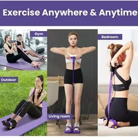Tube Pedal Ankle Puller Sit Up Leg Stretch Rope Exercise Bands with Handles, Yoga Strap Bodybuilding Expander, Fitness Equipment Waist, Arm, Stretching Slimming Training Fitness Resistance Bands - Image 8