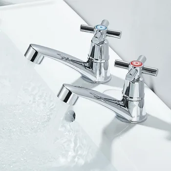 1PC ก๊อกน้ําห้องน้ํา Universal อินเทอร์เฟซ Chrome Plated ห้องน้ําอ่างล้างหน้าก๊อกแบบดั้งเดิมน้ําร้อนน้ําเย็นอุปกรณ์ห้องน้ํา 2