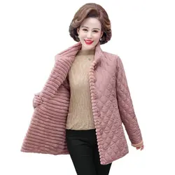 Mother's Winter Coat New 2023 Plush Thick Warm Cotton Padded Jacket Middle Aged Elderly Mother Short Parkas Add Velvet Overcoat