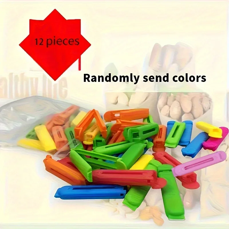 12 adet taşınabilir mutfak depolama gıda aperatif mühürleme torbası klipsleri mühürleyici kelepçe plastik alet mutfak aksesuarları gıda torbası klipsleri