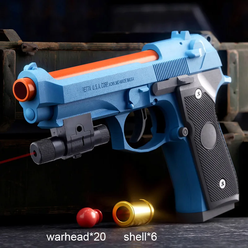 M92 Pistol Shell Throwing Continuous Firing Blowback Soft Bullet Gun Empty Hanging Birthday Gift toy guns