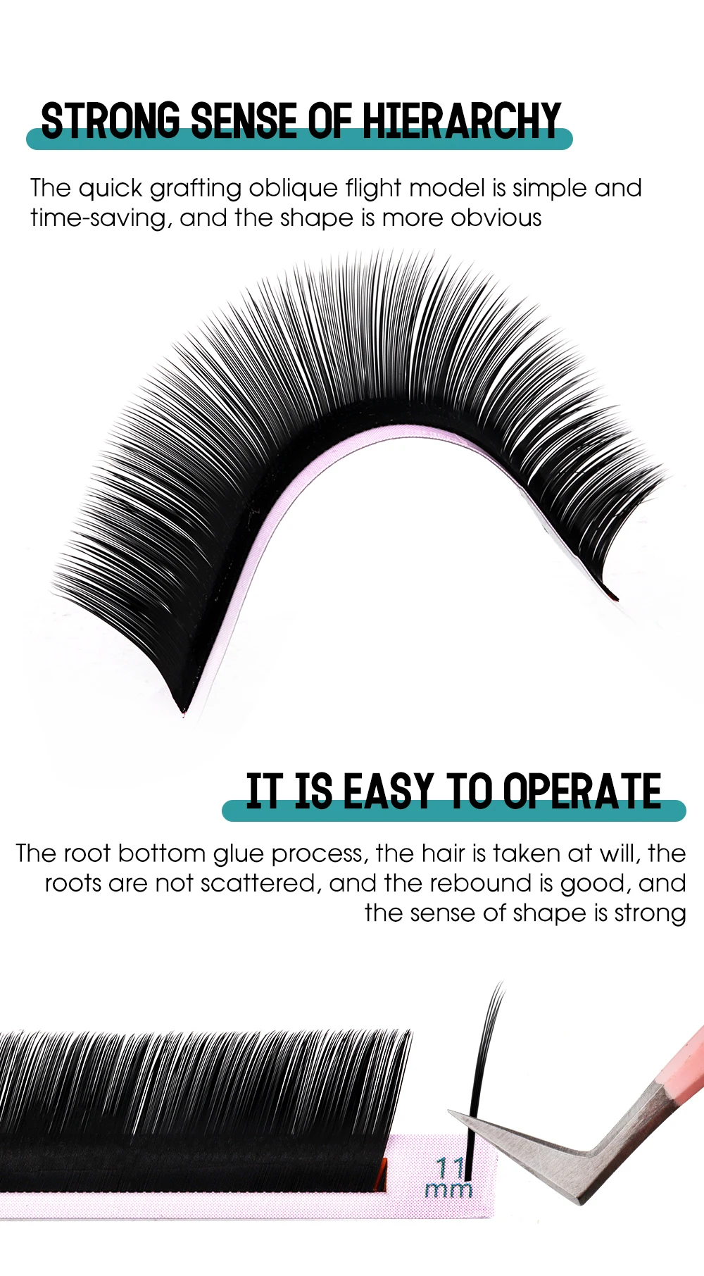 Description Picture 5 of itemGemerry LC Curl Camellia Fox Lashes Extension Soft Easy Fan Lashes With Tilted 115° False Eyelash Drawer Box Matte Black Makeup