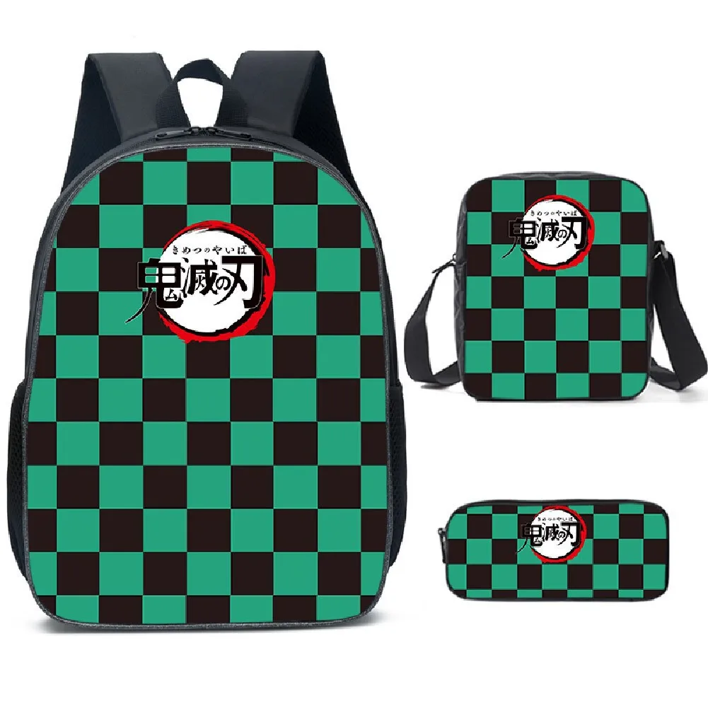 

Новый Школьный рюкзак с аниме «рассекающий демонов», сумка на плечо, набор из трех предметов для студентов