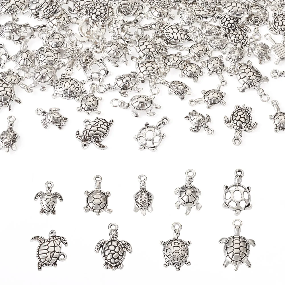 

108Pcs Tortoise Alloy Pendants Antique Silver Color Ocean Animal Charms for Jewelry Making Necklace Earrings Keychain Findings