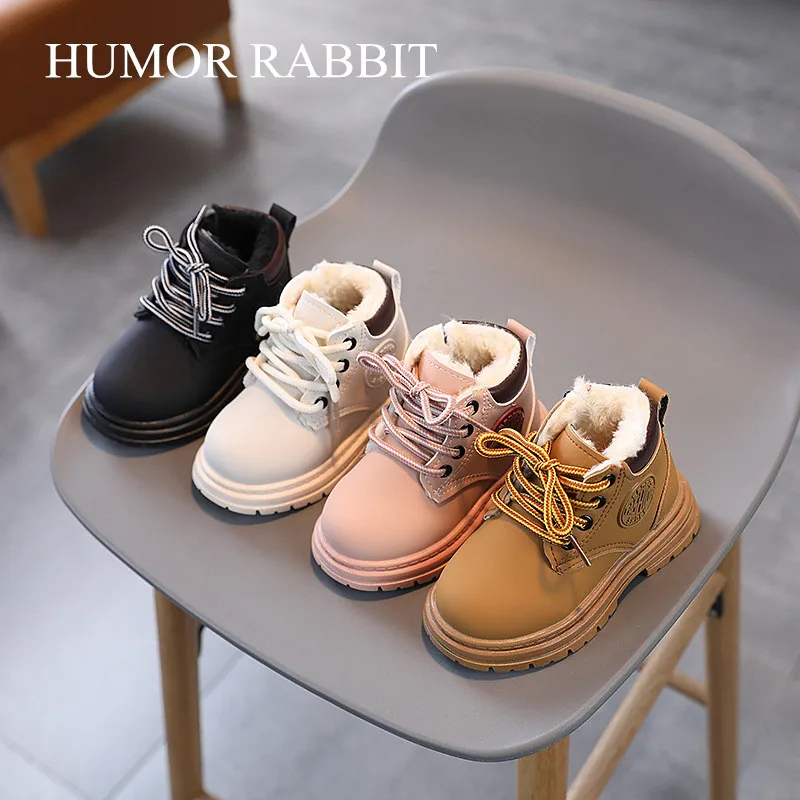 New Children Winter Shoes Fur Girl Fashion Boots Plush Boys Ankle Booties Kid Baby Toddler Short Boots for Kids Girls Size 21-30