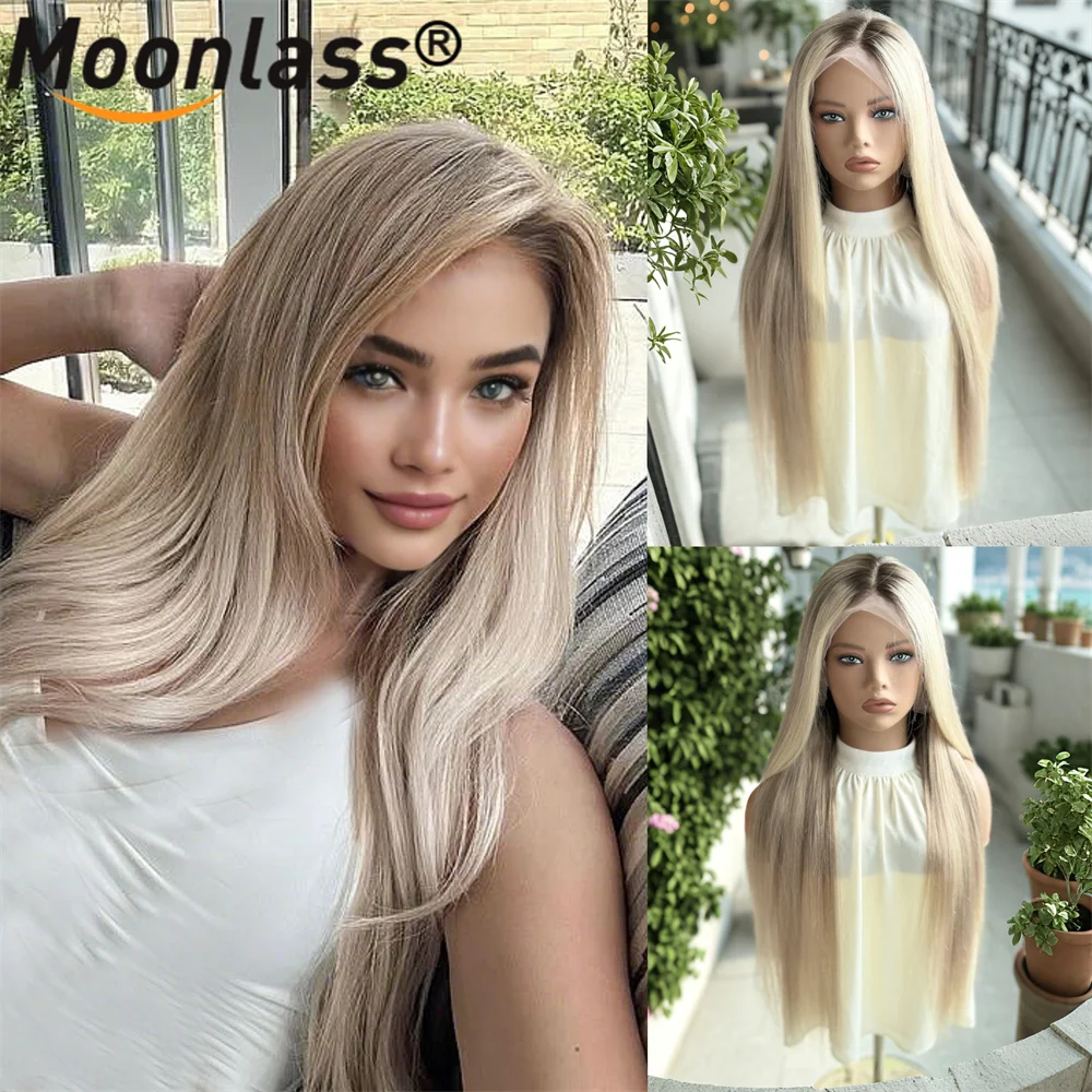 Trend Highlight Beige Blonde Wig Human Hair 13x4 Transparent Lace Front Human Hair Wigs Balayage Pre Plucked Remy Human Hair Wig 5