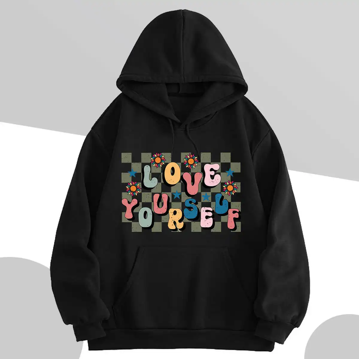 

Autumn/Winter2023 New Fashion Long Sleeve Printed Hoodies Front Pocket Inside Fleece Pullover Sweater Sweatshirts Hip Hop Unisex