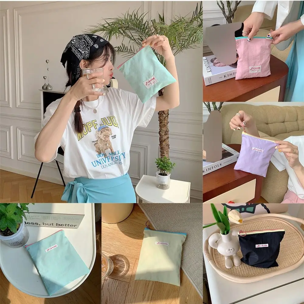 

Косметичка в Корейском стиле, цветная вместительная сумочка Макарон контрастных цветов, женская сумка на молнии для хранения туалетных принадлежностей